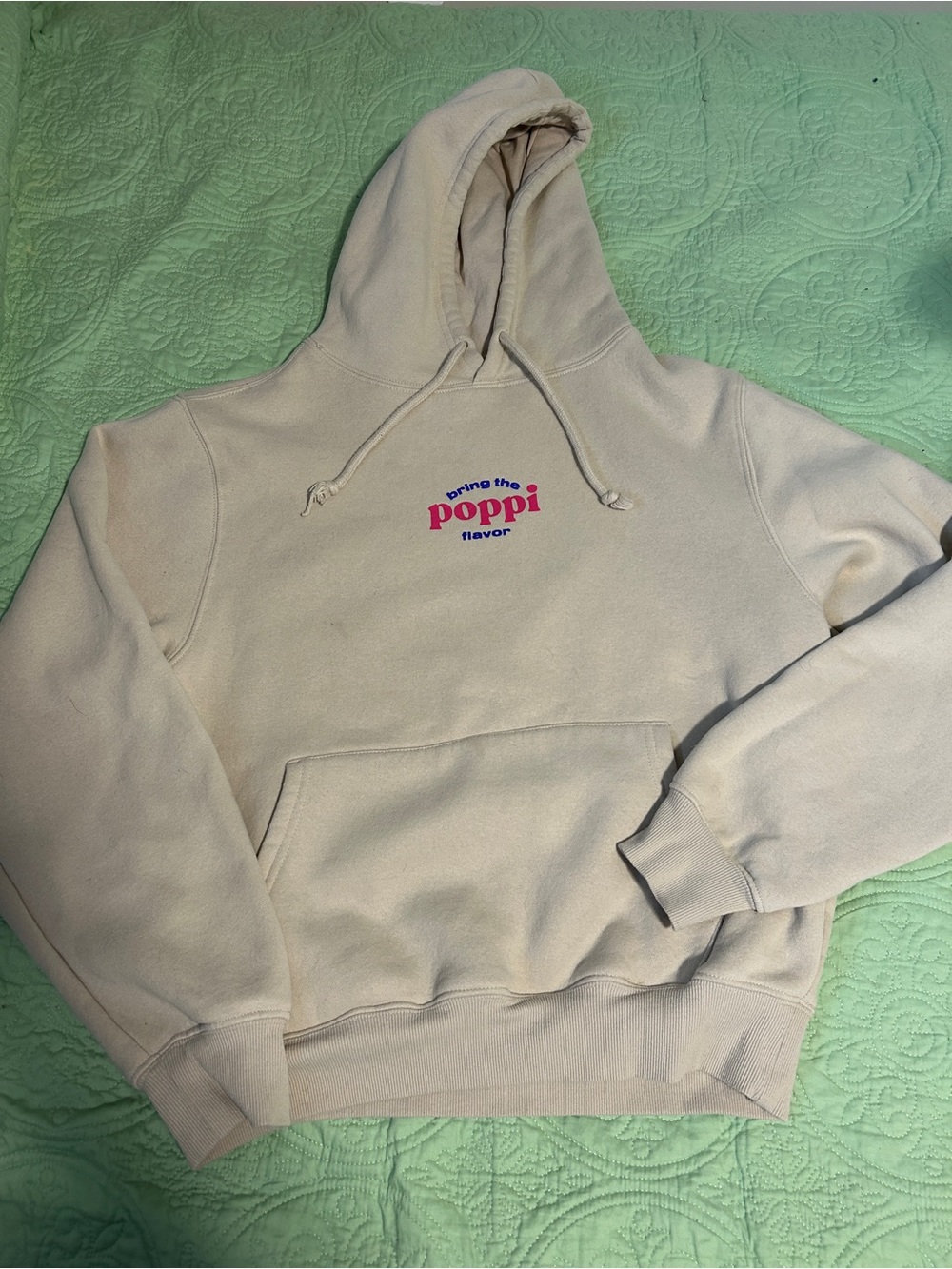 Poppi/Target collab Cream Hoodie with Pink Logo